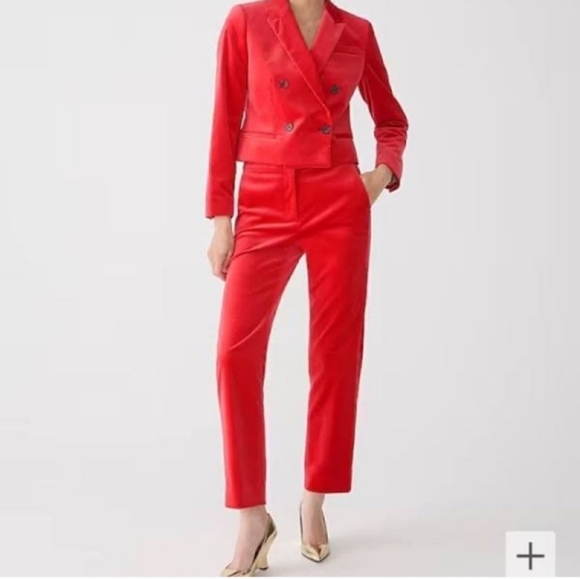J.Crew Kate Straight-Leg Red Pant In Stretch Velvet Size 00 NWT - Picture 11 of 11